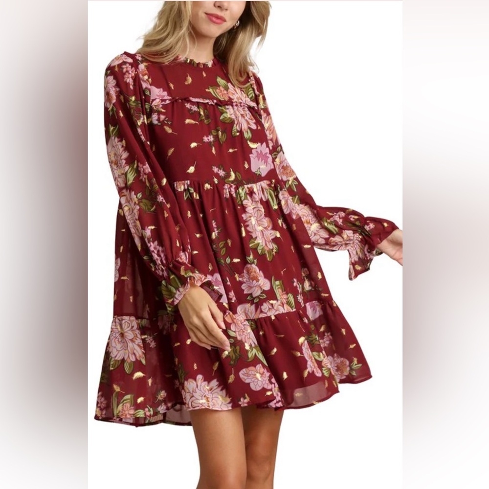 Umgee Red Long Sleeve Dress